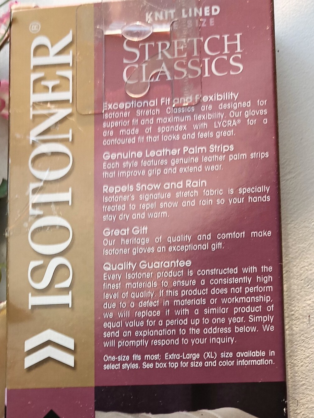 NIB Isotoner Classic Knit Fully Lined Knit Black Leather Glove (OS) - Picture 6 of 8
